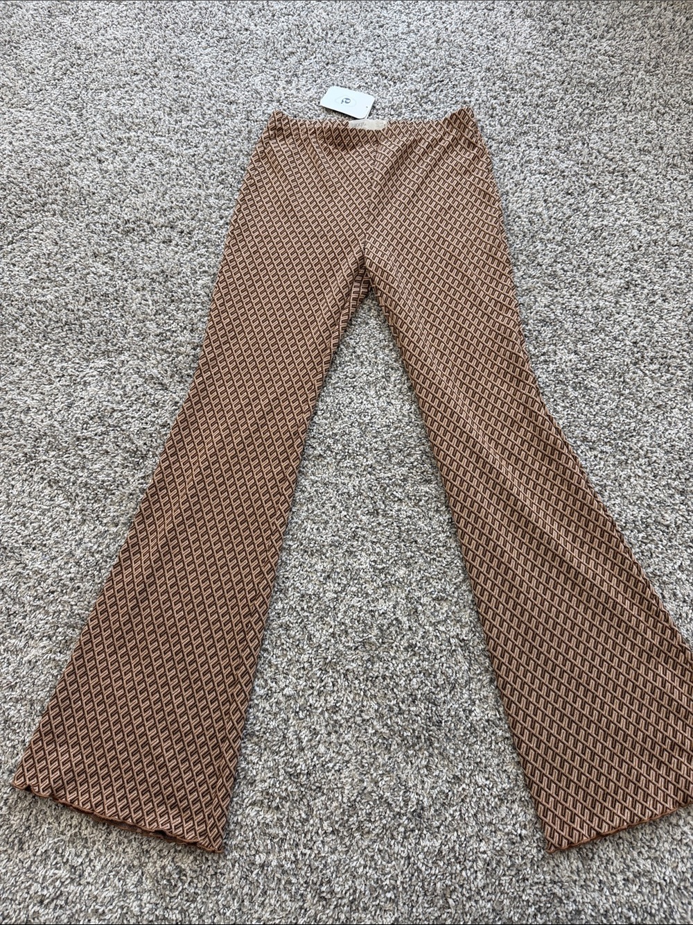 Elodie Brown Geometric Flared Pants